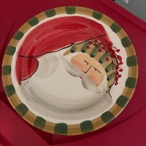 Vietri Christmas Old St Nick Retired Pattern Salad, Lunch or Child’s Plate New